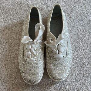 Keds x kate spade New York Women's Glitter Ribbon Lace Sneakers - Ivory